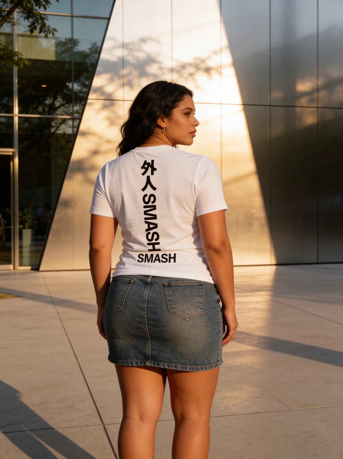 White t-shirt back view with Gaijin Smash logo