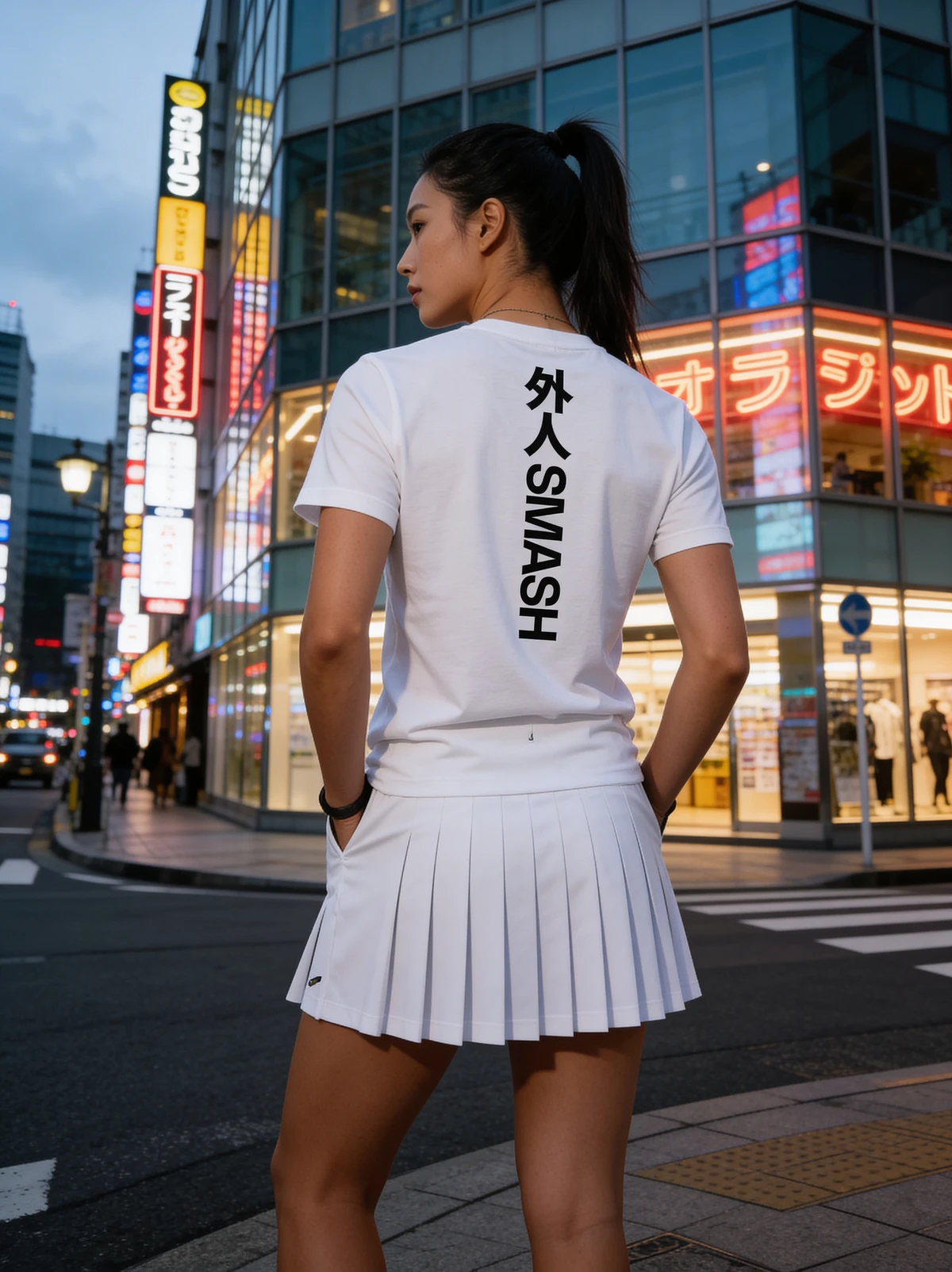White t-shirt back view with Gaijin Smash logo